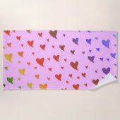 ピンク，バラ,ハート，愛，バレンタイン，形，記号， ビーチタオル (正面)