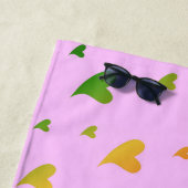 ピンク，バラ,ハート，愛，バレンタイン，形，記号， ビーチタオル (インサイチュ)