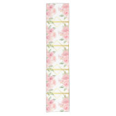 ピンク，バラ，ボホ，棚，水彩の花のパター ショートテーブルランナー (正面)