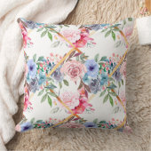 ピンク，バラ，ボホ，棚，水彩の花の絵   クッション (ブランケット)