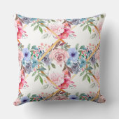 ピンク，バラ，ボホ，棚，水彩の花の絵   クッション (裏面)