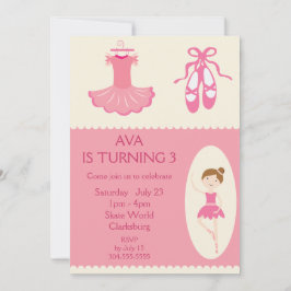 ピンク·バレエ·ダンサー誕生パーティー 招待状