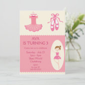 ピンク·バレエ·ダンサー誕生パーティー 招待状 (スタンド正面)