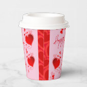ピンク – バレンタインデーパーティー赤いハート 紙コップ (右)