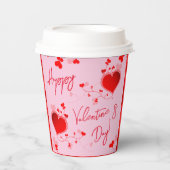 ピンク – バレンタインデーパーティー赤いハート 紙コップ (正面)
