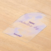 ピンク – バレンタインデー（紫） アクリル招待状 (レイダウン)