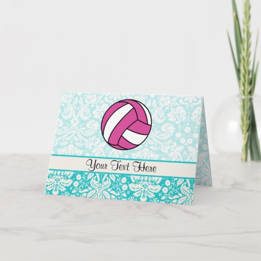 ピンク・バレーボールダマスクパターン カード (正面)