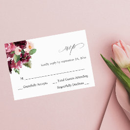 ピンク&バーガンディフローラ7 no Meal RSVP V2