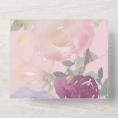 ピンク バーガンディーとブルーの水彩花 オールインワン招待状 (裏面)