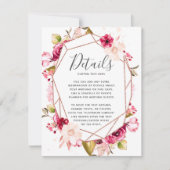 ピンク バーガンディー ジオメトリック テラリウム ウェディング 詳細 招待状 (正面)