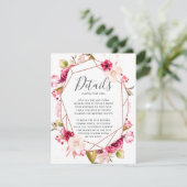 ピンク バーガンディー ジオメトリック テラリウム ウェディング 詳細 招待状 (スタンド正面)