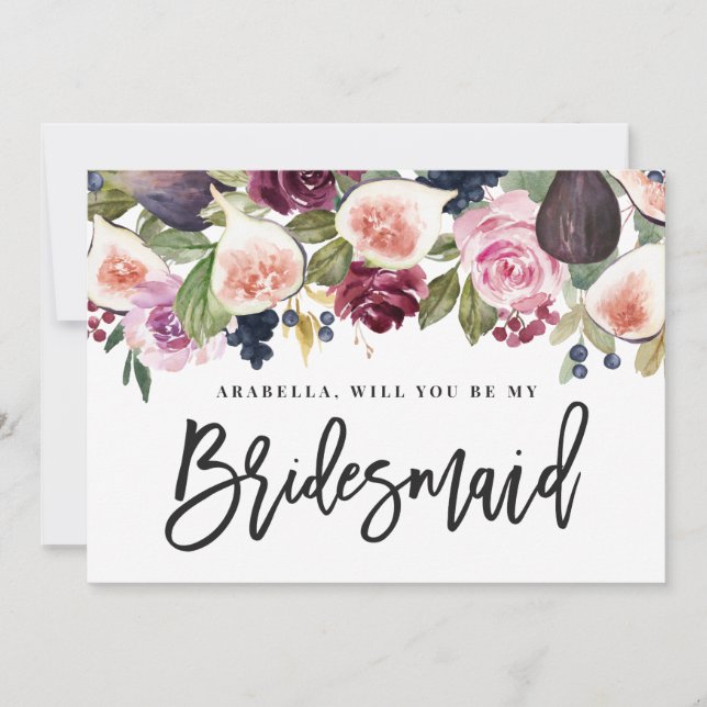 ピンク、バーガンディ、イチジクのフローラ花嫁 (正面)