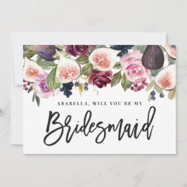 ピンク、バーガンディ、イチジクのフローラ花嫁