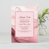 ピンク バーガンディ レッド マーブル トランクパーティー 招待状 (スタンド正面)