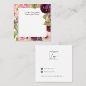 ピンク·バーガンディ·赤面·フローラ·ブレスレット表示カード スクエア名刺 (正面/裏面)