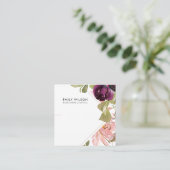 ピンク·バーガンディ·赤面·フローラ·ブレスレット表示カード スクエア名刺 (スタンド正面)