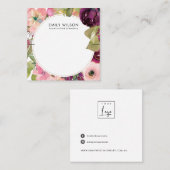 ピンク·バーガンディ·赤面·フローラ·ブレスレット表示カード スクエア名刺 (正面/裏面)