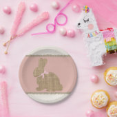 ピンク&バーラップバニー素朴イースターベイビーシャワー ペーパープレート (パーティー)