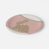 ピンク&バーラップバニー素朴イースターベイビーシャワー ペーパープレート (アングル)