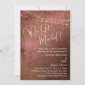 ピンク&バーラップヴィンテージウェ得ー結婚した披露宴 招待状 (正面)