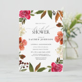 ピンク&バーンドオレンジオータムフローラブライダルシャワー 招待状 (スタンド正面)