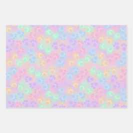 ピンク&パステル色の復活祭のバニーの足 ラッピングペーパーシート