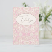 ピンク パステル リュスティック フェイク レース フラット サンクス カード (スタンド正面)