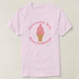 ピンク・パーソナライズされたアイス・クリーム・コーン Tシャツ