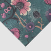 ピンク&パープルおもしろいハロウィンカボチャ&フラワーズ 薄葉紙 (詳細)