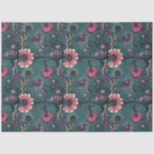 ピンク&パープルおもしろいハロウィンカボチャ&フラワーズ 薄葉紙 (正面)