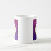 ピンク&パープルきらめくグリッター宝石モノグラム コーヒーマグカップ (中央)