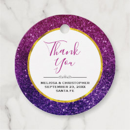 ピンク&パープルきらめくグリッター宝石結婚ズ フェイバータグ