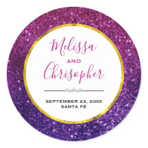 ピンク&パープルきらめくグリッター宝石結婚ズ