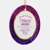 ピンク&パープルきらめくグリッター宝石誕生 セラミックオーナメント (右)