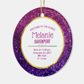 ピンク&パープルきらめくグリッター宝石誕生 セラミックオーナメント (左)