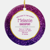 ピンク&パープルきらめくグリッター宝石誕生 セラミックオーナメント (裏面)