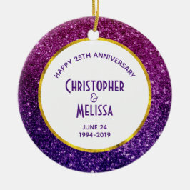 ピンク&パープルきらめくグリッター宝石 セラミックオーナメント