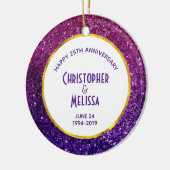 ピンク&パープルきらめくグリッター宝石 セラミックオーナメント (左)