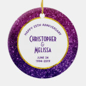 ピンク&パープルきらめくグリッター宝石 セラミックオーナメント (裏面)