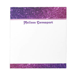 ピンク&パープルきらめくグリッター宝石 ノートパッド