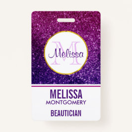 ピンク&パープルきらめくグリッター宝石 バッジ