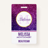 ピンク&パープルきらめくグリッター宝石 バッジ (裏面)