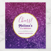 ピンク&パープルきらめくグリッター宝石 ワインラベル (シングルラベル)