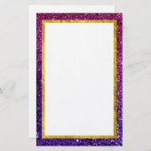 ピンク&パープルきらめくグリッター宝石 便箋 (正面/裏面)