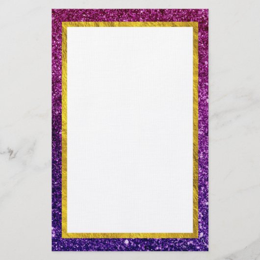 ピンク&パープルきらめくグリッター宝石 便箋 (正面)