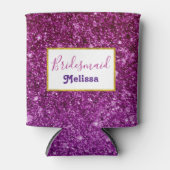 ピンク&パープルきらめくグリッター宝石 缶クーラー (正面)