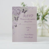 ピンク&パープルきらめくバタフライスウィート16 RSVPカード (スタンド正面)