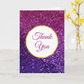 ピンク&パープルきらめく宝石ありがとう カード (黄色い花)