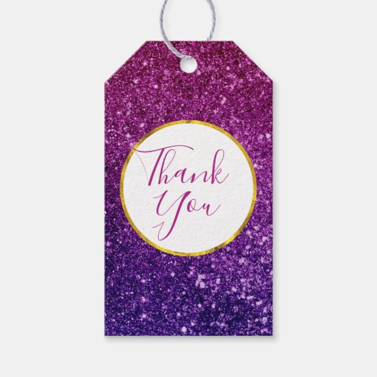 ピンク&パープルきらめく宝石ありがとう ギフトタグ (正面)
