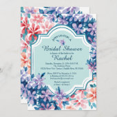 ピンク&パープルアジサイ花ブライダルシャワー 招待状 (正面/裏面)